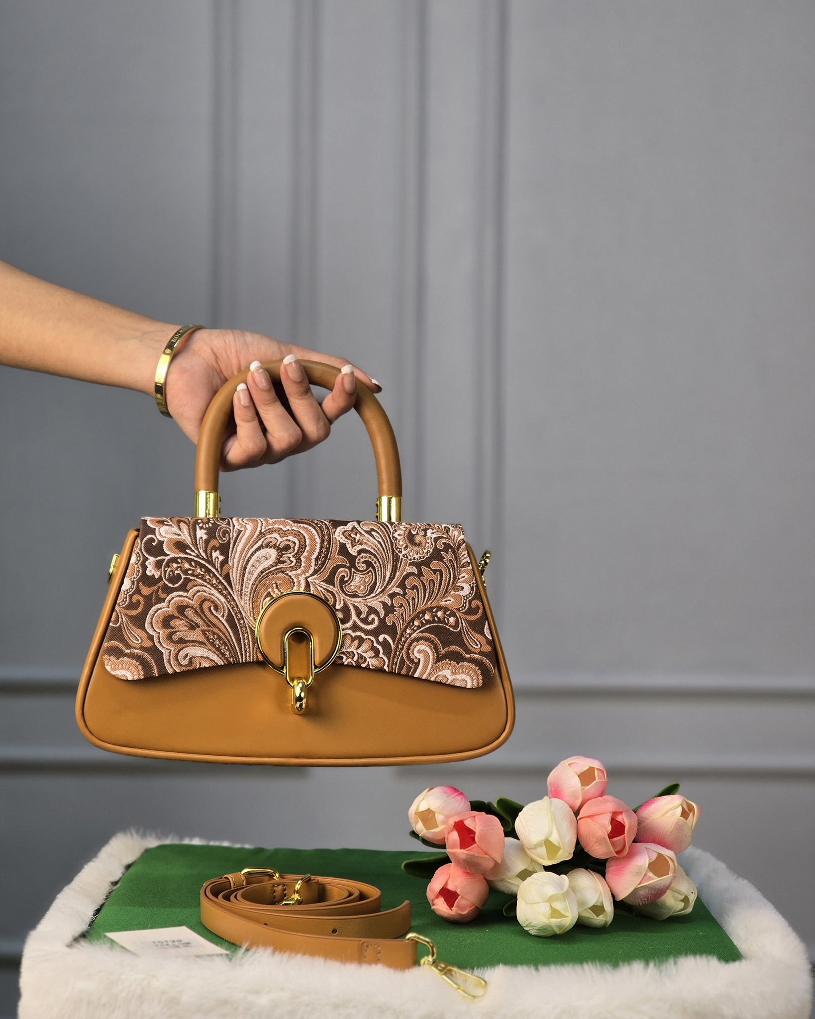 Embroidered Floral Satchel Ladies Bag