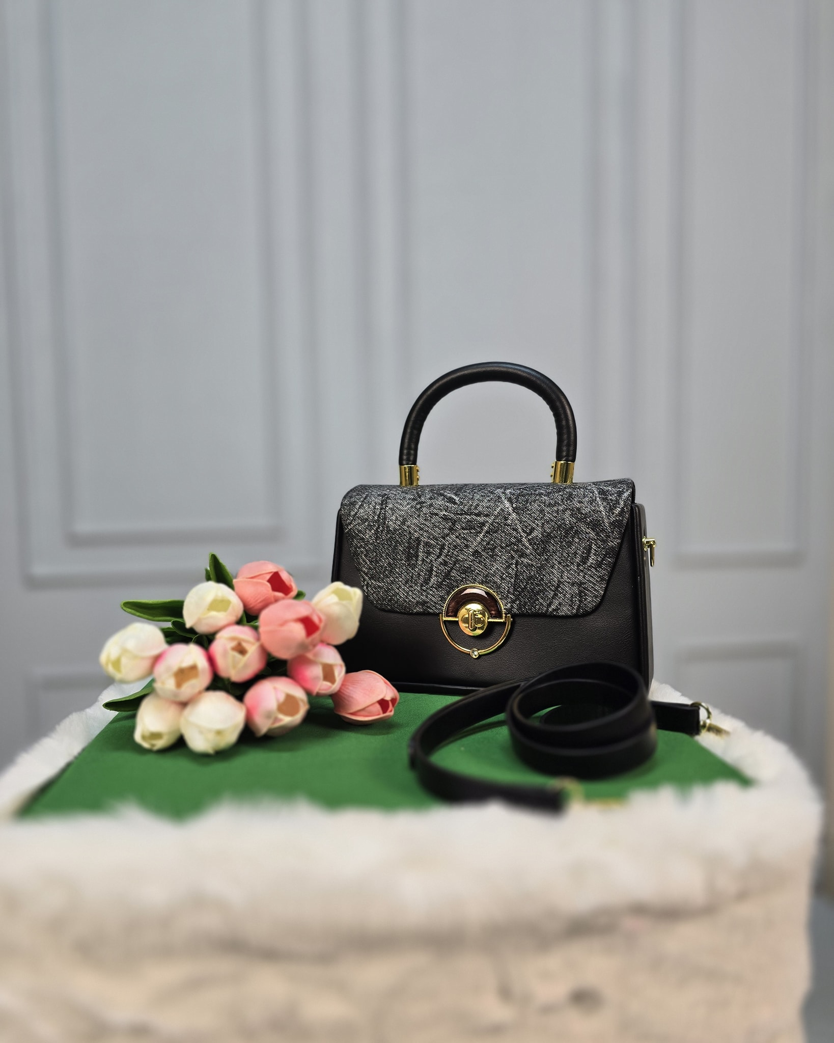 Round Lock Elegant Handbag