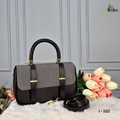 Monochrome Briefcase-Style Handbag-I -101