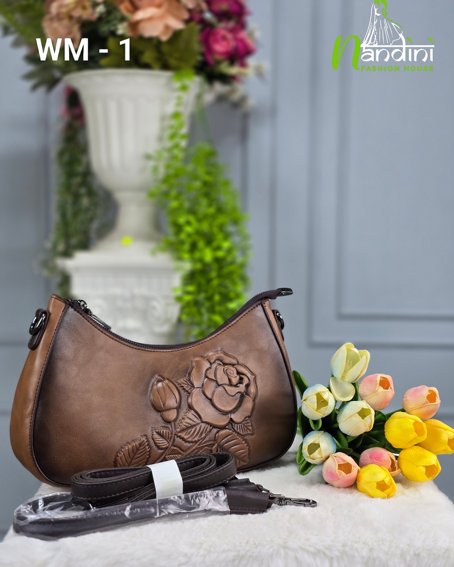 3D Rose Carved Crossbody Shoulder Bag
