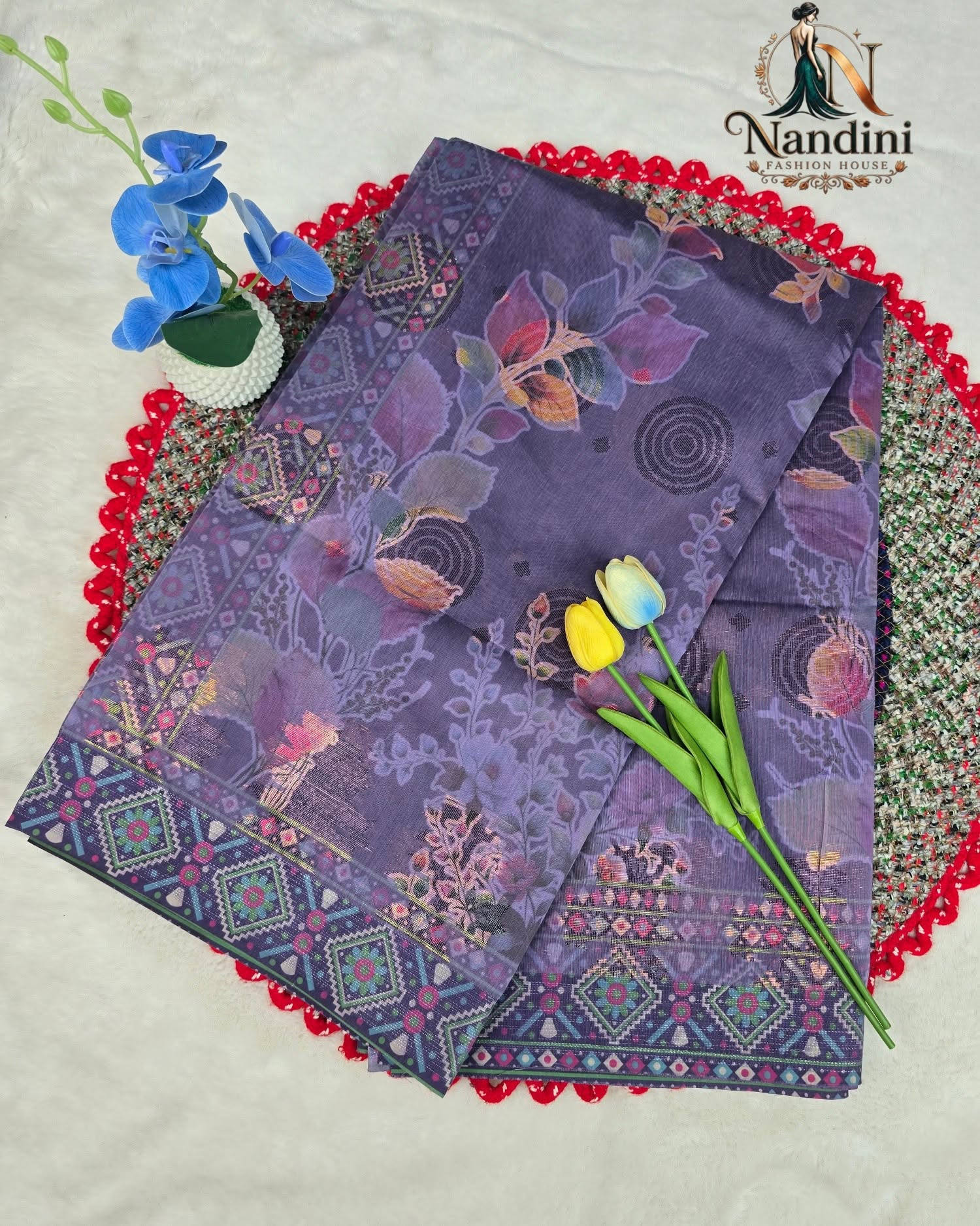 Tangail cotton print Saree